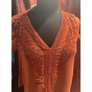 womens tops Size Small Coral Colored Tie Waistband NWT Lola P